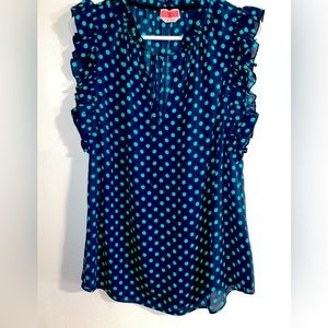 Kate Spade Polka Dot Ruffle SleeveBlouse, L